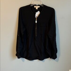 Michael Kors Women's Black Blouse with Zipper